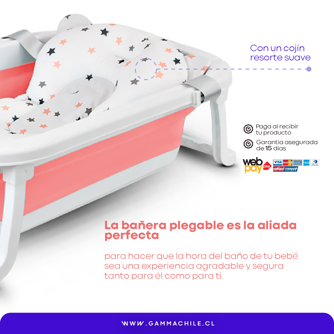 Bañera Plegable Para Bebe Con Termómetro y Cojín Incluido